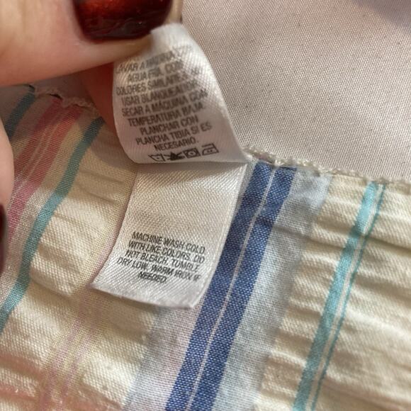 Vintage Kmart‎ Pink Women's Striped Seersucker Short Kaftan Size 1X Loungewear - Picture 6 of 14